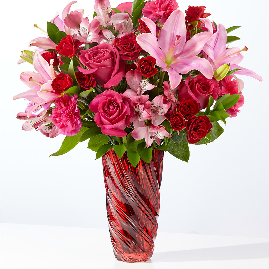 In Love Bouquet with Luxe Swirl Vase – ELIZABETH'S BLUE GARDEN LLC, Raritan NJ