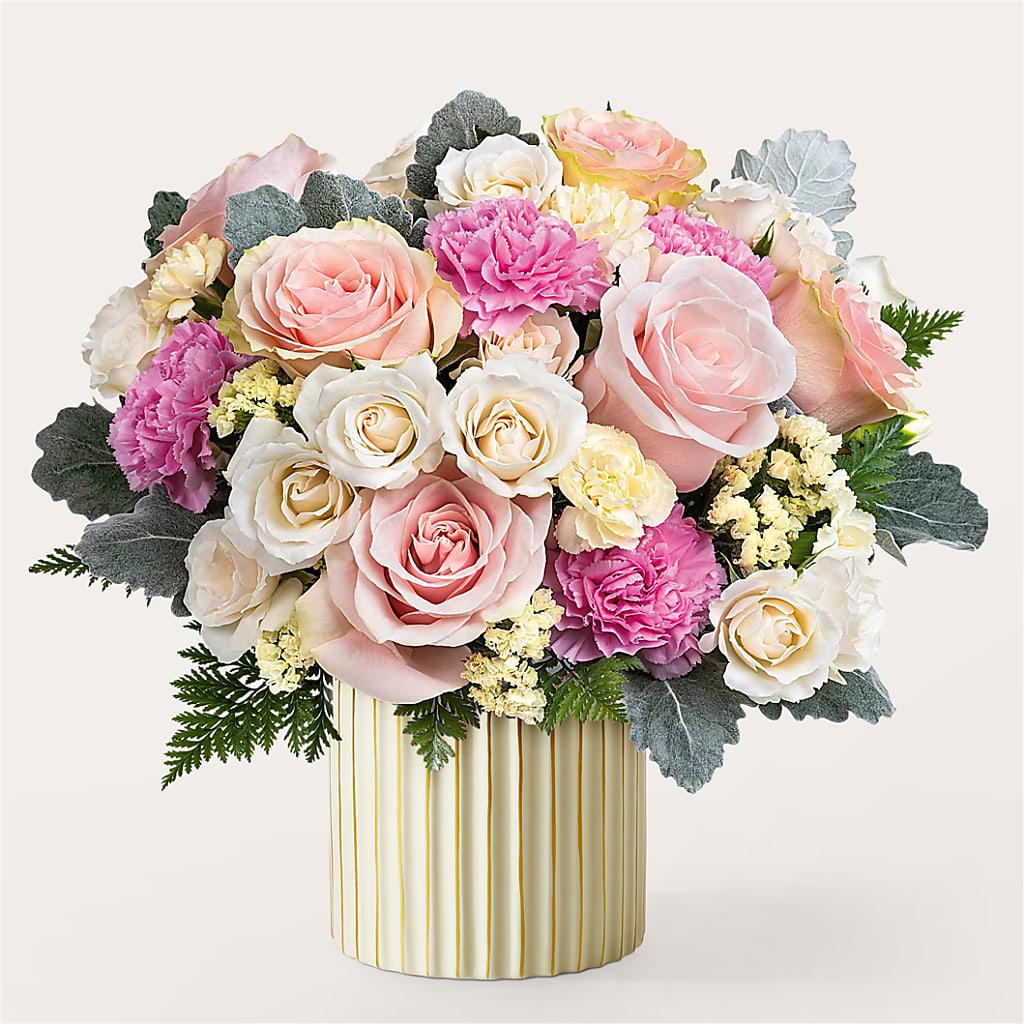 Blissful Moments Bouquet with Ivory Vase – ELIZABETH'S BLUE GARDEN LLC, Raritan NJ