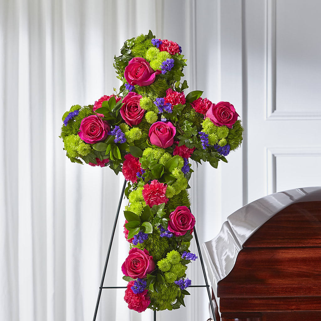 Tribute Rose Floral Cross – ELIZABETH'S BLUE GARDEN LLC, Raritan NJ