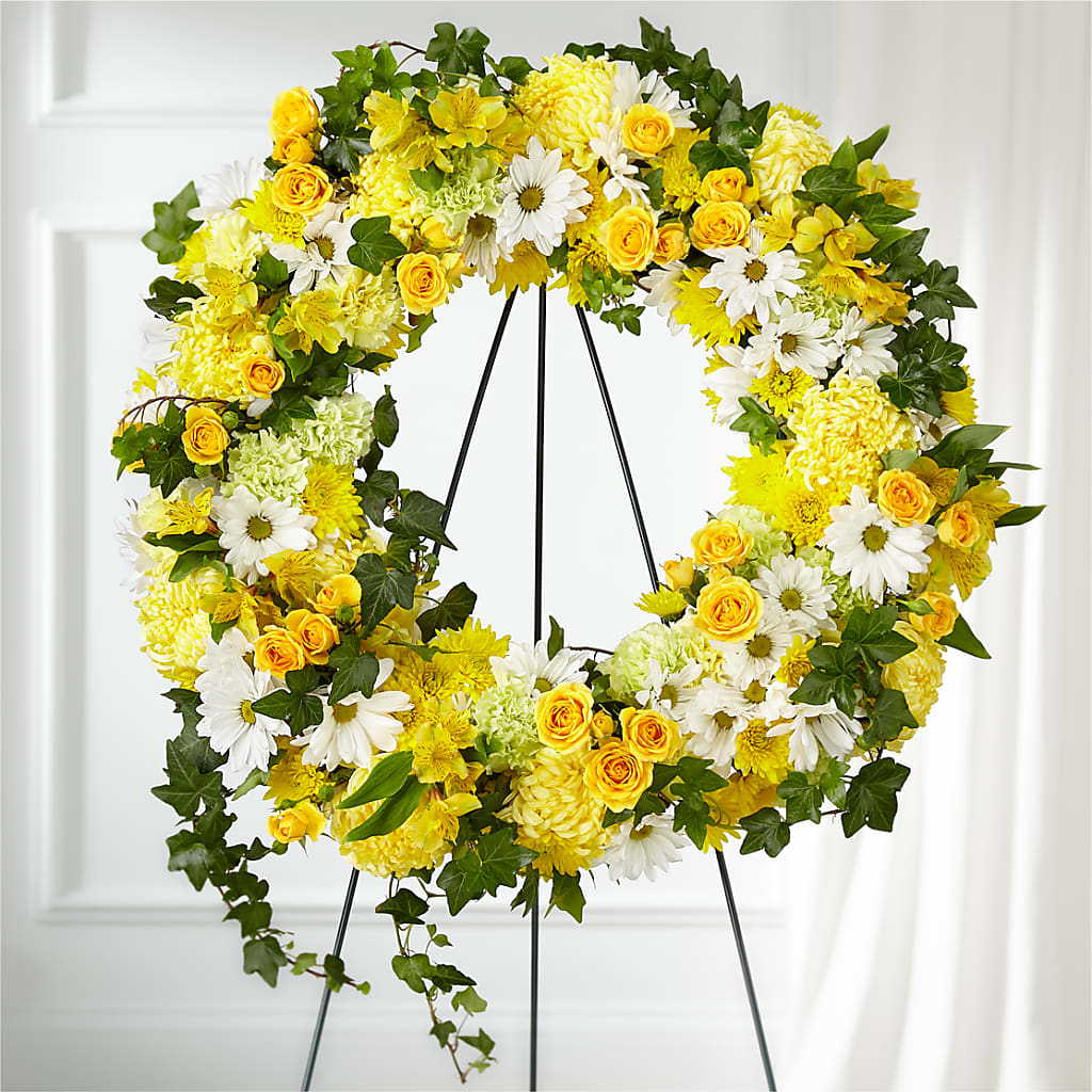 Golden Remembrance Wreath – ELIZABETH'S BLUE GARDEN LLC, Raritan NJ