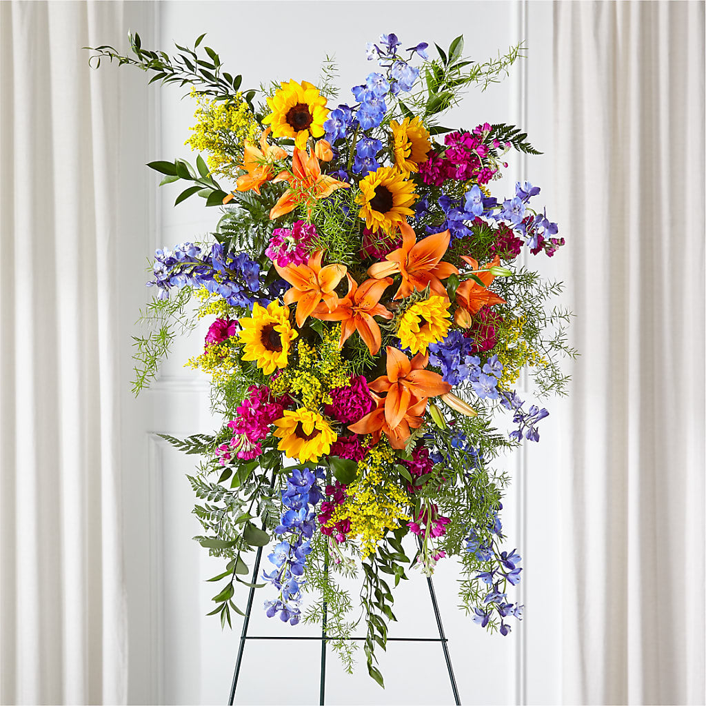 Sunlit Memories Standing Spray (Standard) – ELIZABETH'S BLUE GARDEN LLC, Raritan NJ