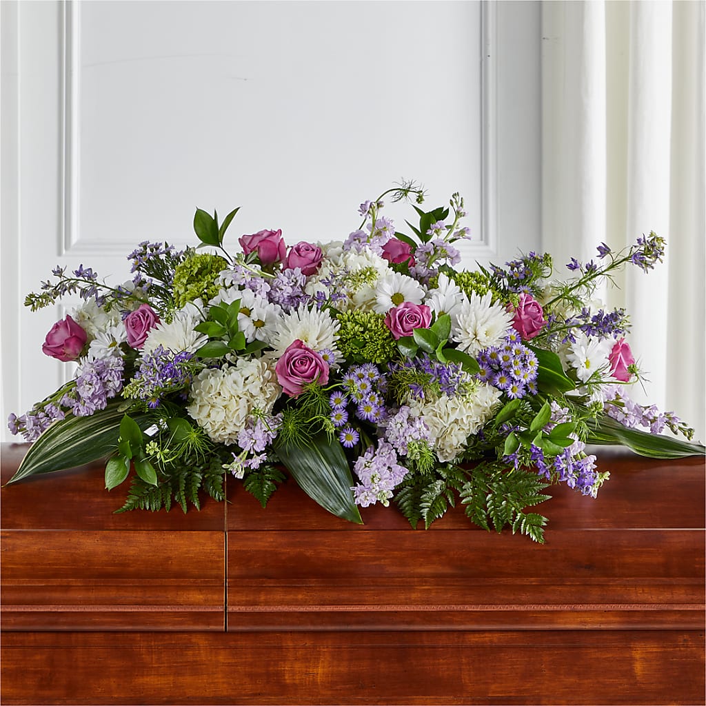 Meadows of Serenity Casket Spray – ELIZABETH'S BLUE GARDEN LLC, Raritan NJ