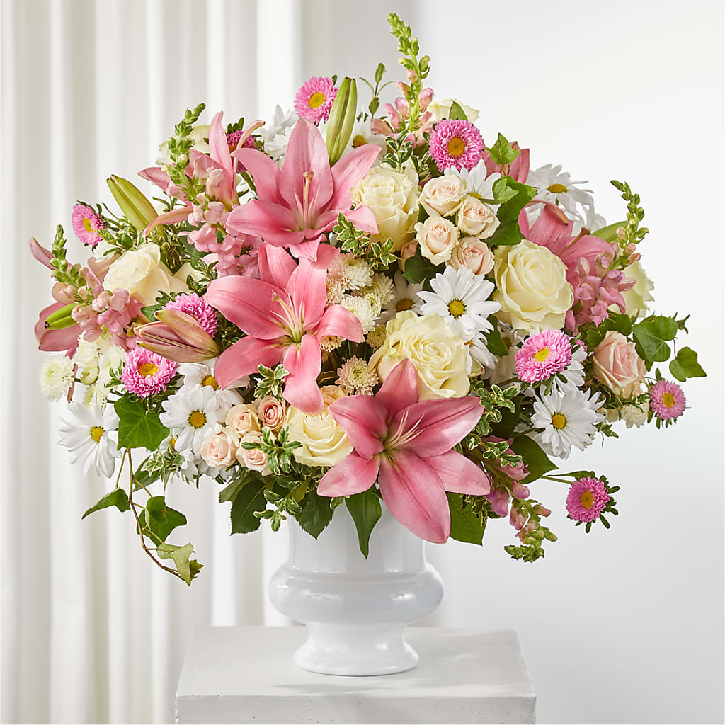 Empathetic Blooms Urn Arrangement – ELIZABETH'S BLUE GARDEN LLC, Raritan NJ