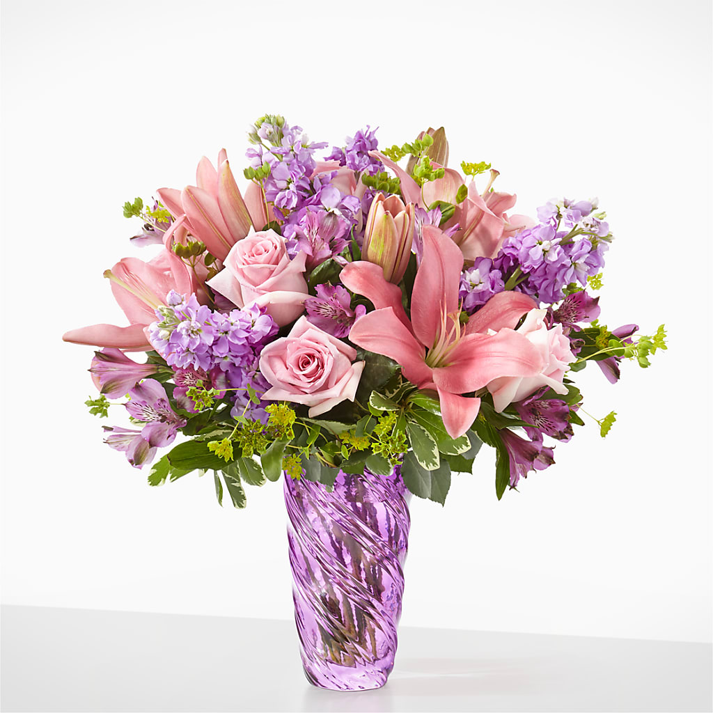 Precious Petals Bouquet with Luxe Swirl Vase – ELIZABETH'S BLUE GARDEN LLC, Raritan NJ