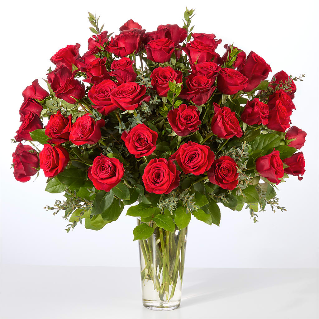 Forever Yours Fifty Stem Red Rose Bouquet – ELIZABETH'S BLUE GARDEN LLC, Raritan NJ