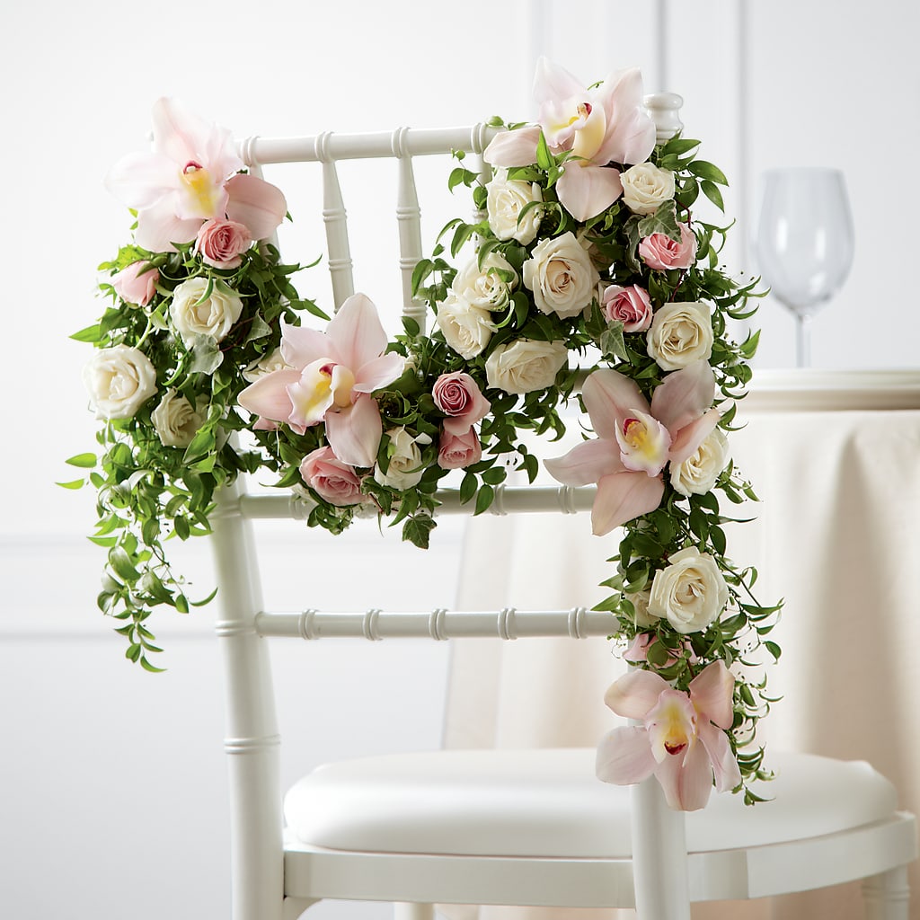 Orchid Rose Chair Décor – ELIZABETH'S BLUE GARDEN LLC, Raritan NJ