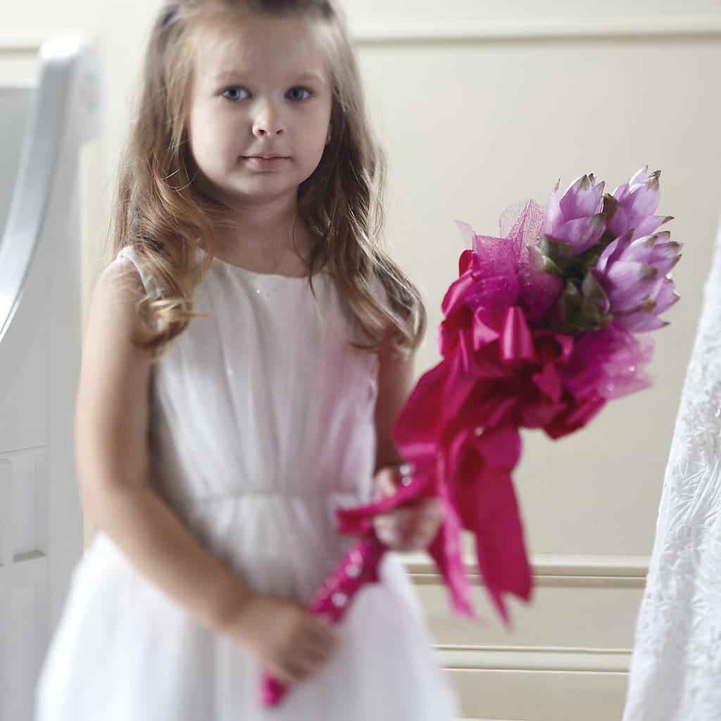 Sparkle Pink Flower Girl Bouquet – ELIZABETH'S BLUE GARDEN LLC, Raritan NJ