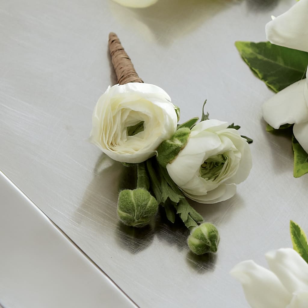 White Ranunculus Boutonniere – ELIZABETH'S BLUE GARDEN LLC, Raritan NJ