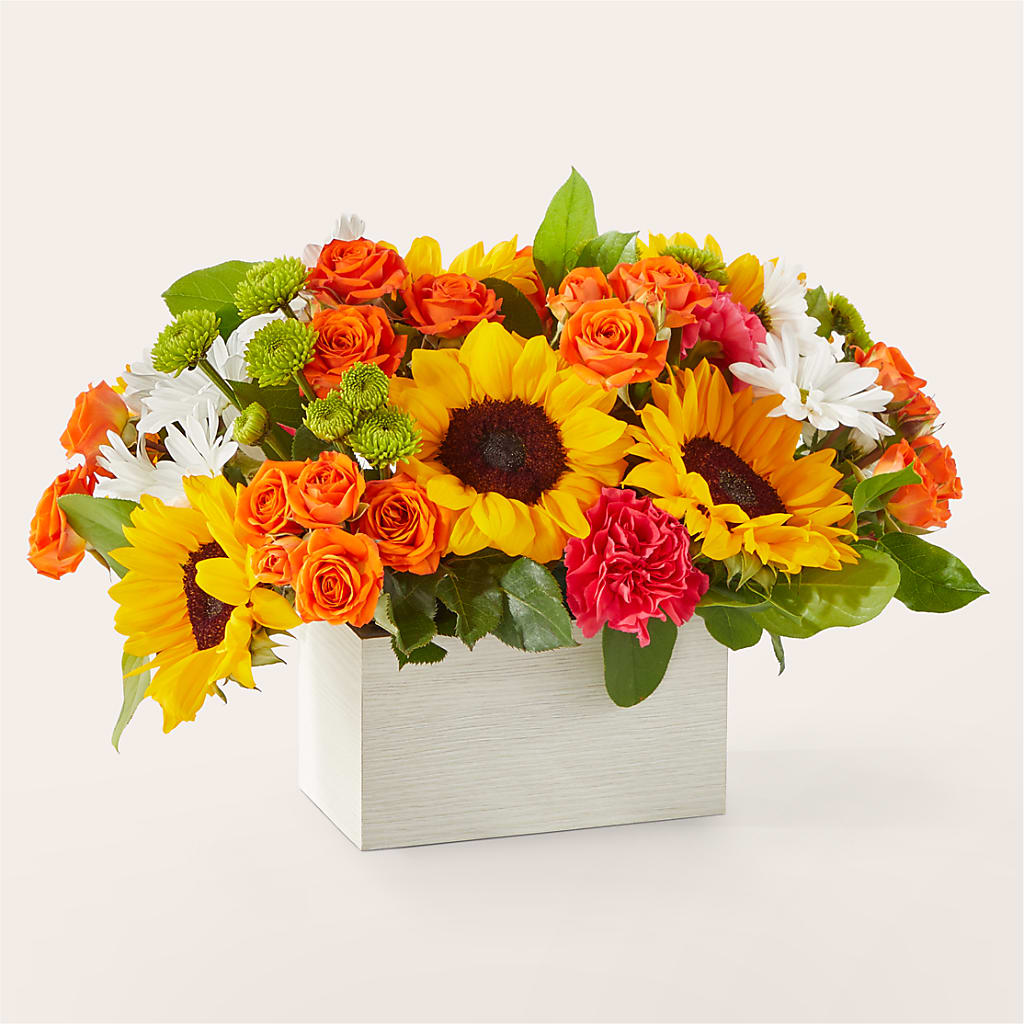 Sun-drenched Blooms Box Bouquet – ELIZABETH'S BLUE GARDEN LLC, Raritan NJ