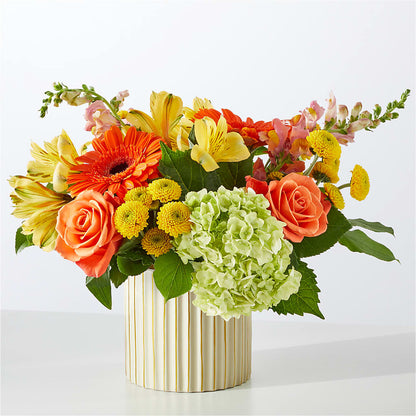 Autumn Sunshine Bouquet with Ivory Vase – ELIZABETH'S BLUE GARDEN LLC, Raritan NJ