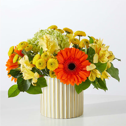 Autumn Sunshine Bouquet with Ivory Vase – ELIZABETH'S BLUE GARDEN LLC, Raritan NJ