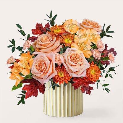 Spiced Latte Bouquet with Ivory Vase – ELIZABETH'S BLUE GARDEN LLC, Raritan NJ