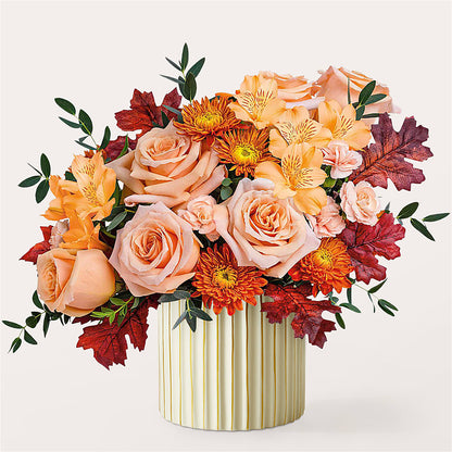 Spiced Latte Bouquet with Ivory Vase – ELIZABETH'S BLUE GARDEN LLC, Raritan NJ